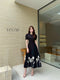 Women Elegant Pop Up Flower Puff Sleeves Long Dress